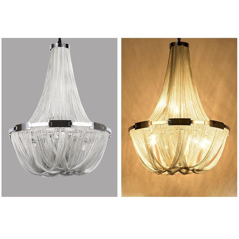 Lampadario a nappe di design argento oro