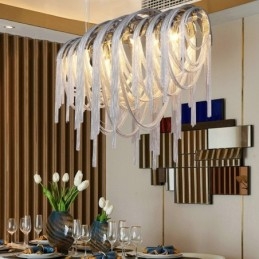 Lampadario a sospensione a nappe argento oro in metallo