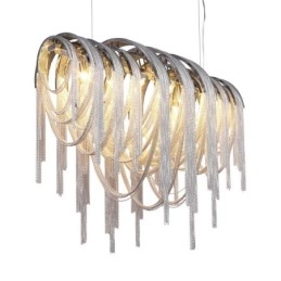 Lampadario a sospensione a nappe argento oro in metallo