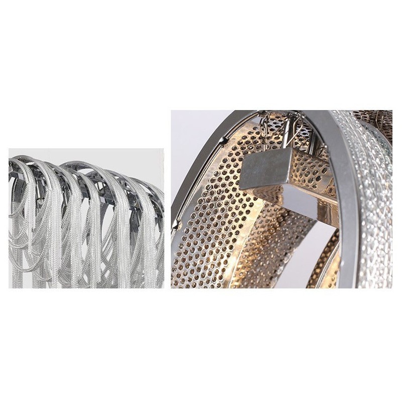 Lampadario a sospensione a nappe argento oro in metallo