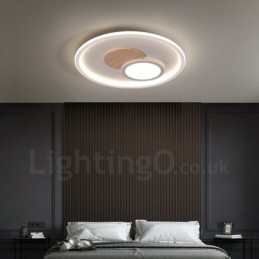 Plafoniera rotonda in legno dimmerabile con telecomando, anche applique, stile nordico
