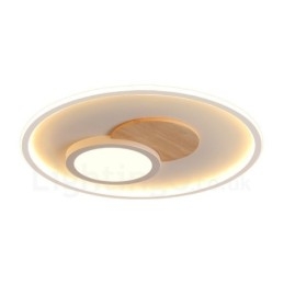 Plafoniera rotonda in legno dimmerabile con telecomando, anche applique, stile nordico