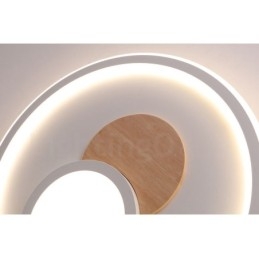 Plafoniera rotonda in legno dimmerabile con telecomando, anche applique, stile nordico