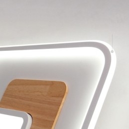 Plafoniera quadrata in legno dimmerabile con telecomando, utilizzabile anche come applique