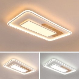 Plafoniera LED rettangolare in legno dimmerabile con telecomando, anche applique