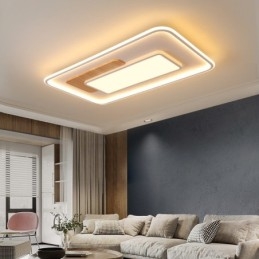 Plafoniera LED rettangolare in legno dimmerabile con telecomando, anche applique