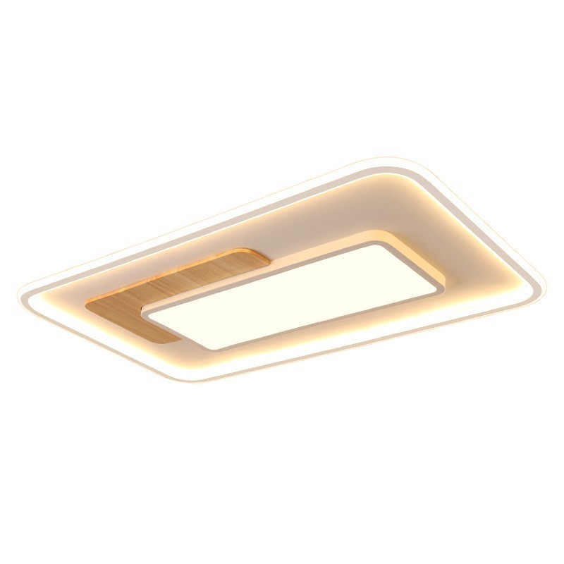 Plafoniera LED rettangolare in legno dimmerabile con telecomando, anche applique