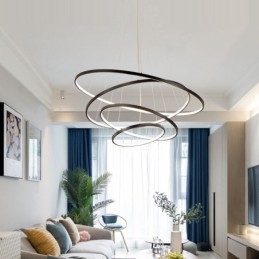 Grande lampada a sospensione moderna a 4 o 5 anelli nero, bianco e oro