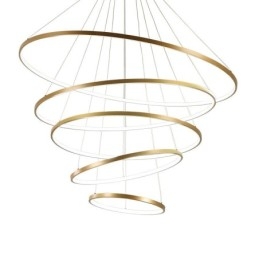 Grande lampada a sospensione moderna a 4 o 5 anelli nero, bianco e oro