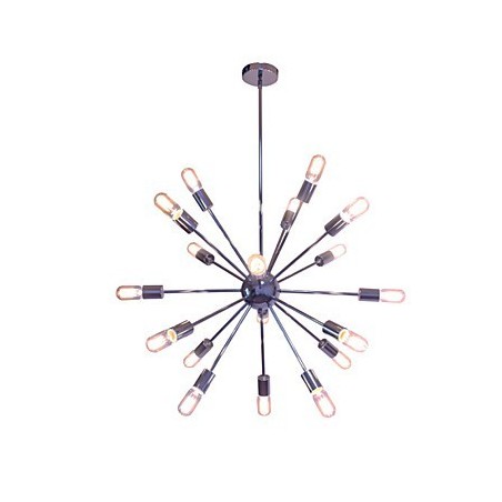 Lampadario moderno globo in metallo cromato argento 88 cm regolabile