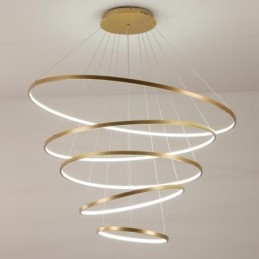 Grande lampada a sospensione moderna a 4 o 5 anelli nero, bianco e oro