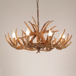 Lampadario rustico retrò antico a 8 luci con corna di cervo