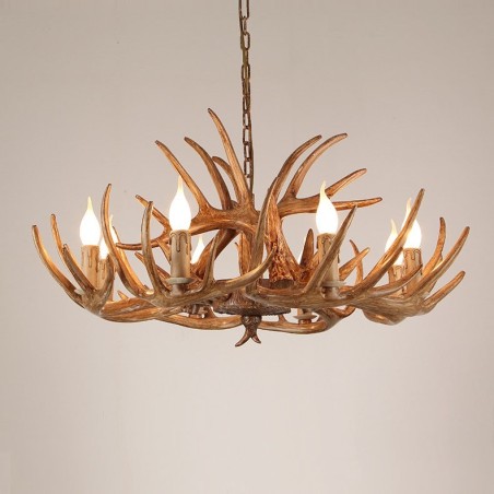 Lampadario rustico retrò antico a 8 luci con corna di cervo