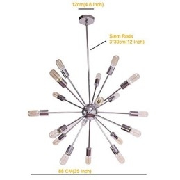 Lampadario moderno globo in metallo cromato argento 88 cm regolabile