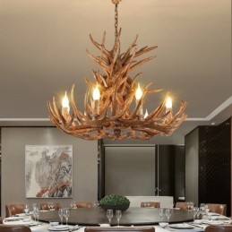 Lampadario rustico antico retrò a 9 luci, 4 livelli, con corna di cervo