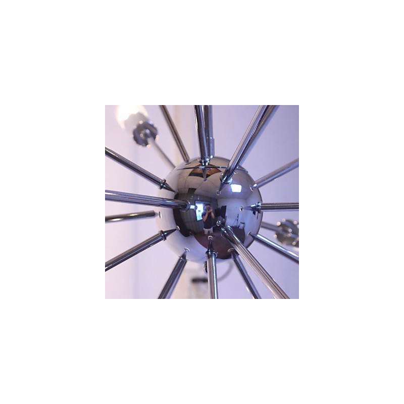 Lampadario moderno globo in metallo cromato argento 88 cm regolabile