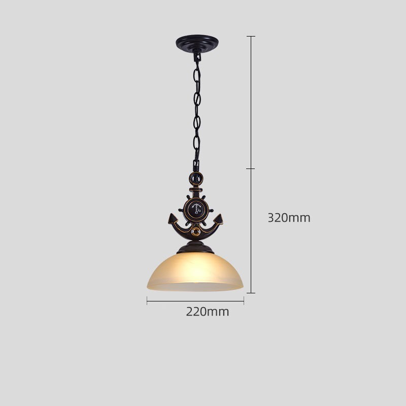 Lampada a sospensione vintage rustica nera con paralume in vetro