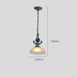 Lampada a sospensione rustica vintage azzurra in vetro, D22 cm H32 cm, E27
