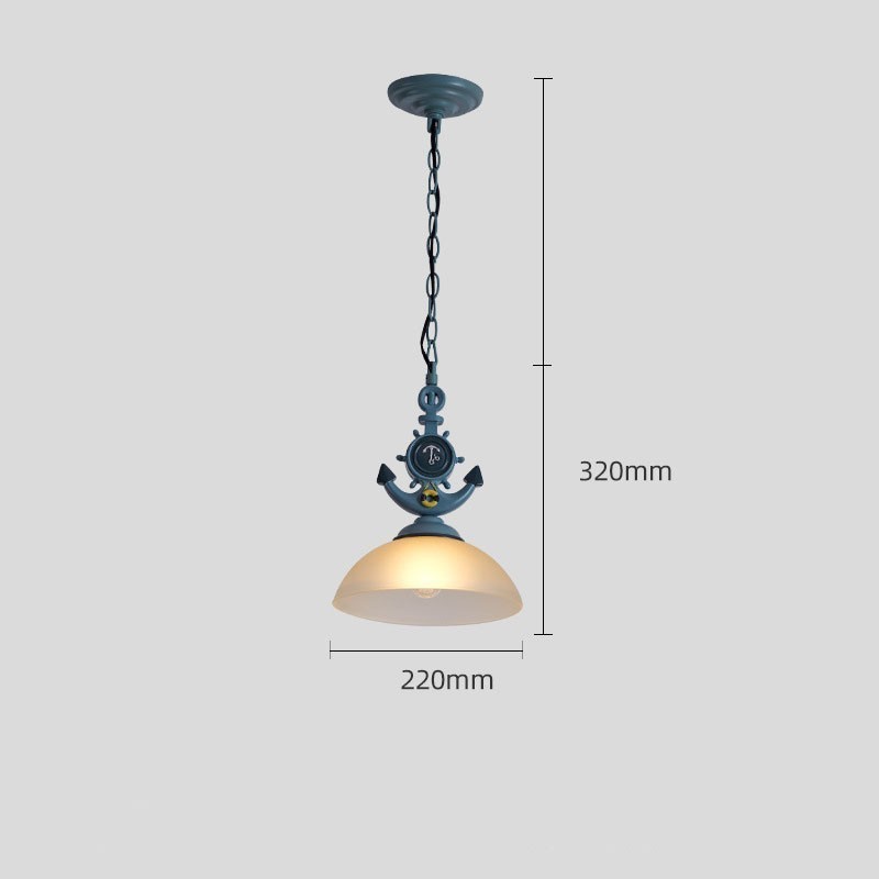 Lampada a sospensione rustica vintage azzurra in vetro, D22 cm H32 cm, E27