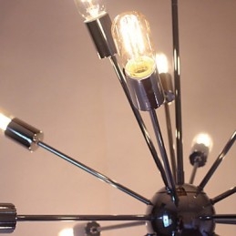Lampadario moderno globo in metallo cromato argento 88 cm regolabile