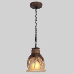 Lampada a sospensione rustica vintage con paralume in vetro E27