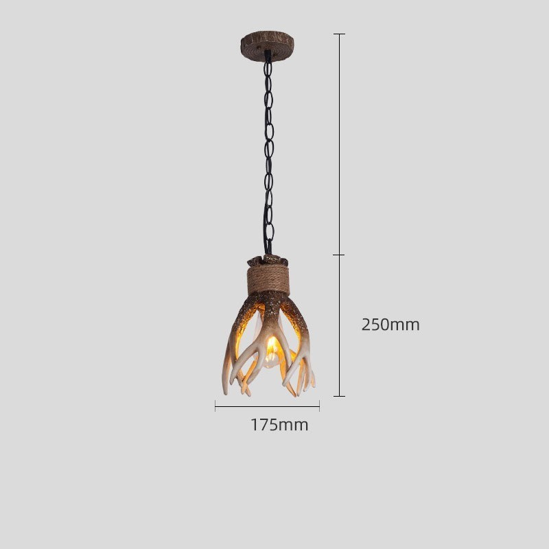 Lampada a sospensione rustica vintage con corna di cervo, diametro 18 cm, altezza 22,5 cm, E27