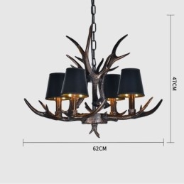 Lampadario rustico retrò nero a 4 luci con paralumi E14