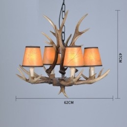 Lampadario rustico retrò antico a 4 luci con paralumi E14 Ø 62 cm
