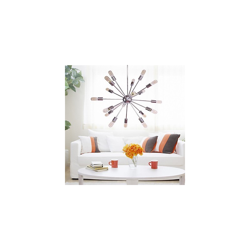 Lampadario moderno globo in metallo cromato argento 88 cm regolabile