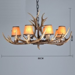 Lampadario rustico retrò antico artistico a 8 luci con paralumi E14