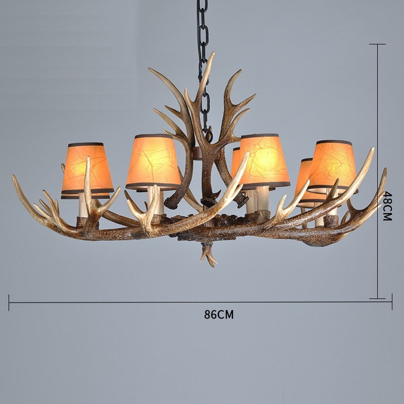 Lampadario rustico retrò antico artistico a 8 luci con paralumi E14