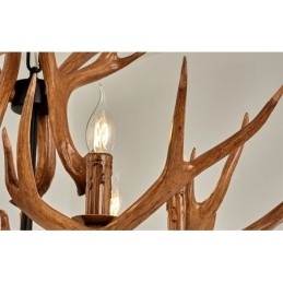 Lampadario rustico retrò a 6 luci con corna di cervo, E14, Ø 88 cm