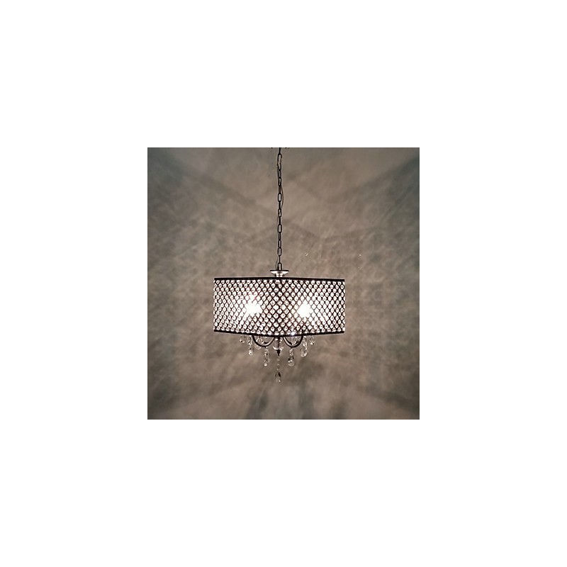 Lampadario classico tradizionale in metallo dipinto e cristallo