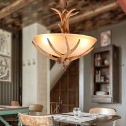 Lampada a sospensione rustica vintage con paralume in vetro, E27, Ø 42 cm, H 45 cm