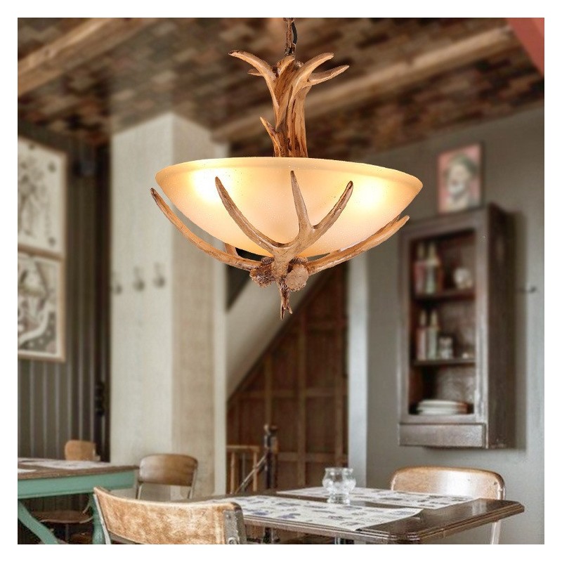 Lampada a sospensione rustica vintage con paralume in vetro, E27, Ø 42 cm, H 45 cm