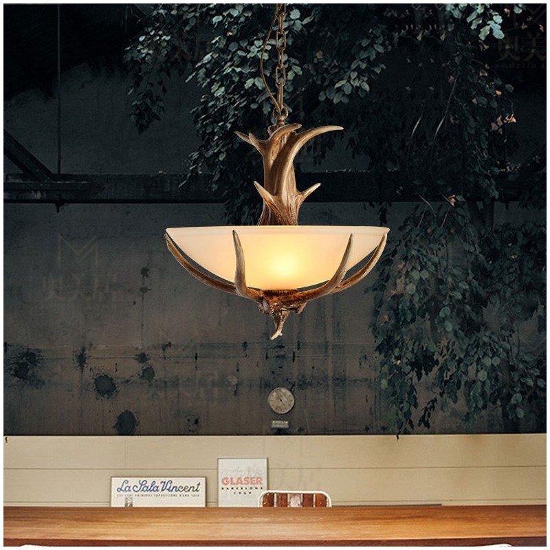 Lampada a sospensione rustica vintage con paralume in vetro, E27, Ø 42 cm, H 45 cm