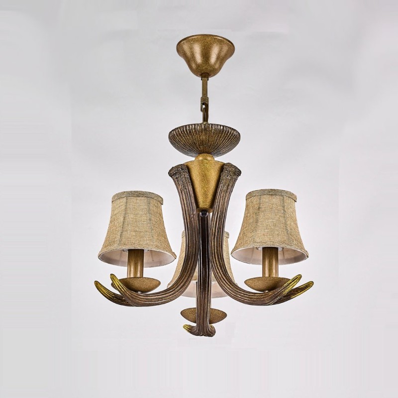 Lampadario rustico retrò con paralumi a 3 luci E14, diametro 40 cm