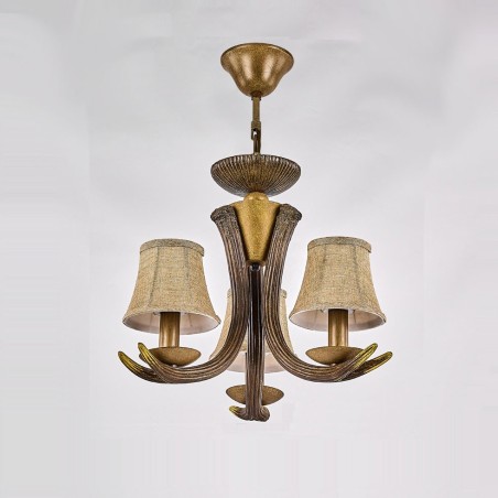 Lampadario rustico retrò con paralumi a 3 luci E14, diametro 40 cm
