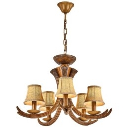 Lampadario rustico retrò antico a 5 luci con paralumi E14