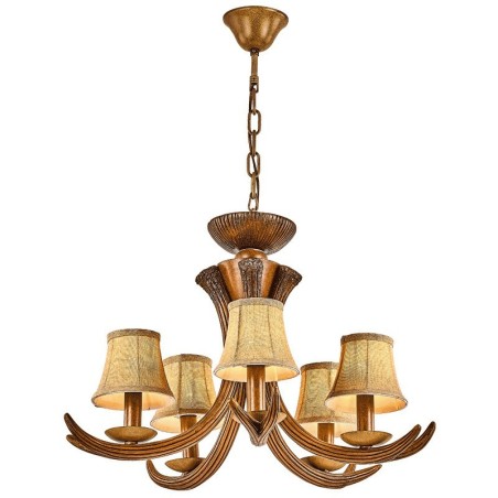 Lampadario rustico retrò antico a 5 luci con paralumi E14
