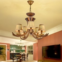 Lampadario rustico retrò antico a 5 luci con paralumi E14