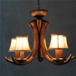 Lampadario rustico retrò antico a 5 luci con paralumi E14