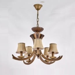 Lampadario rustico retrò antico a 5 luci con paralumi E14