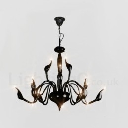 Lampadario moderno contemporaneo nero in metallo elettroplaccato 15 luci