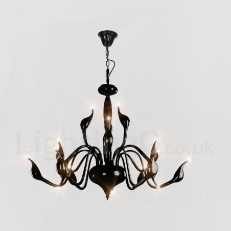 Lampadario moderno contemporaneo nero in metallo elettroplaccato 15 luci