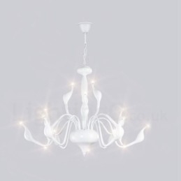 Lampadario moderno contemporaneo in metallo elettroplaccato bianco a 15 luci