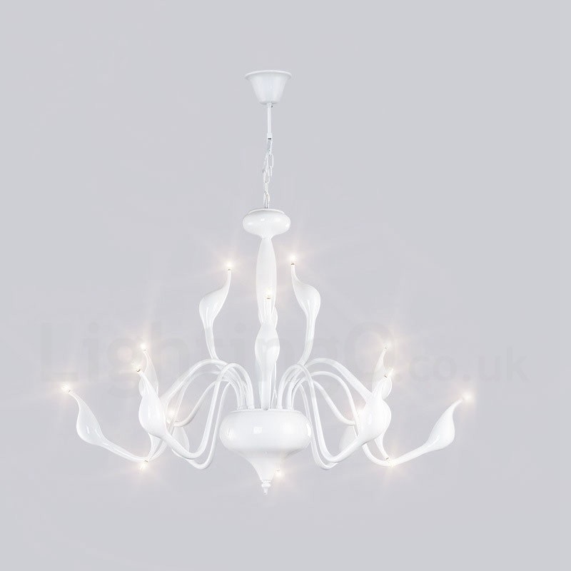 Lampadario moderno contemporaneo in metallo elettroplaccato bianco a 15 luci