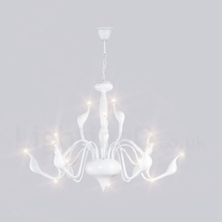 Lampadario moderno contemporaneo in metallo elettroplaccato bianco a 15 luci