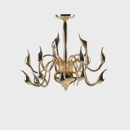 Lampadario moderno contemporaneo in metallo elettroplaccato oro chiaro 15 luci