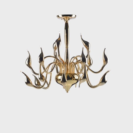 Lampadario moderno contemporaneo in metallo elettroplaccato oro chiaro 15 luci